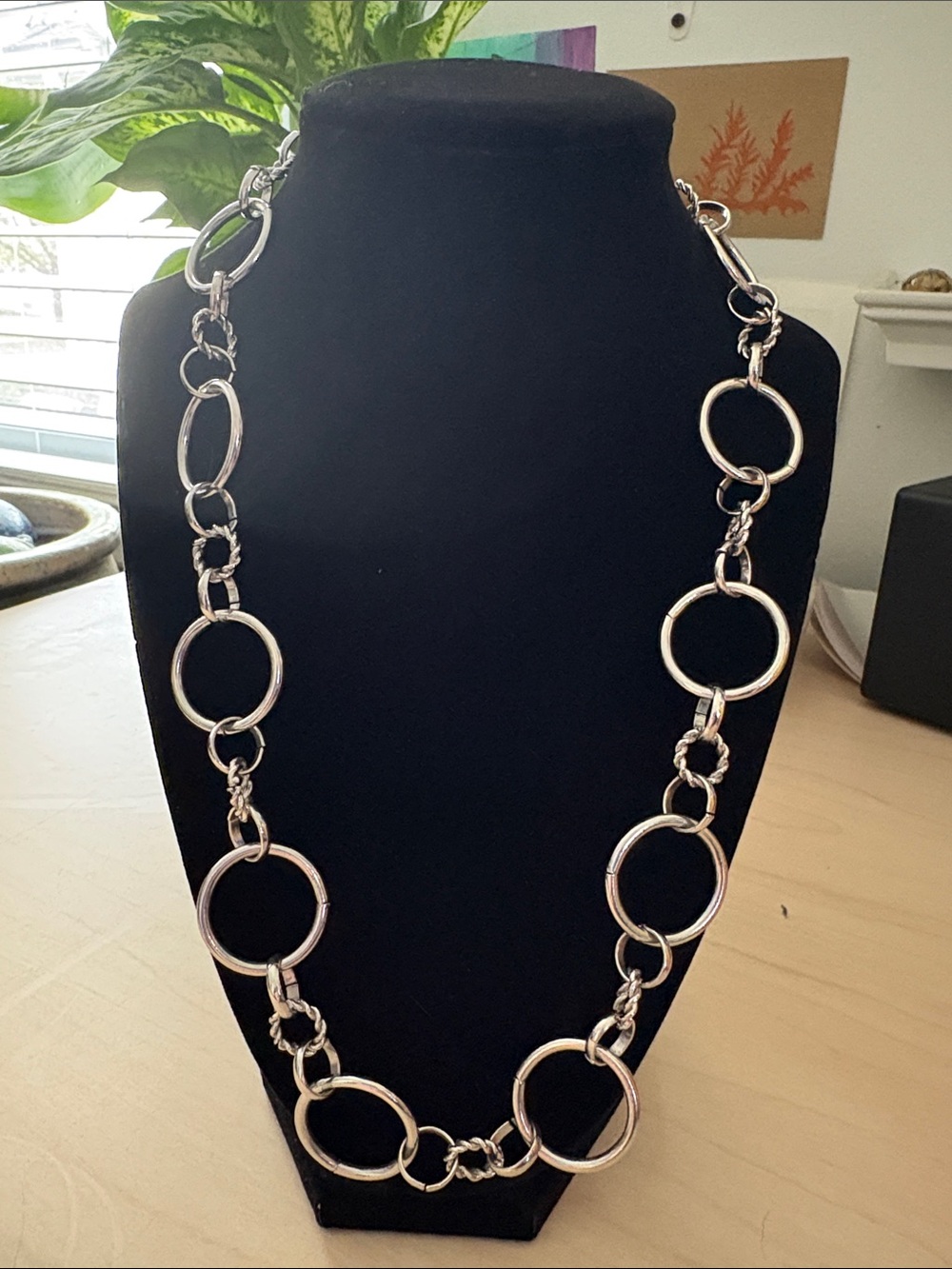 Silver Linked Circle Statement Necklace - Women Jewelry